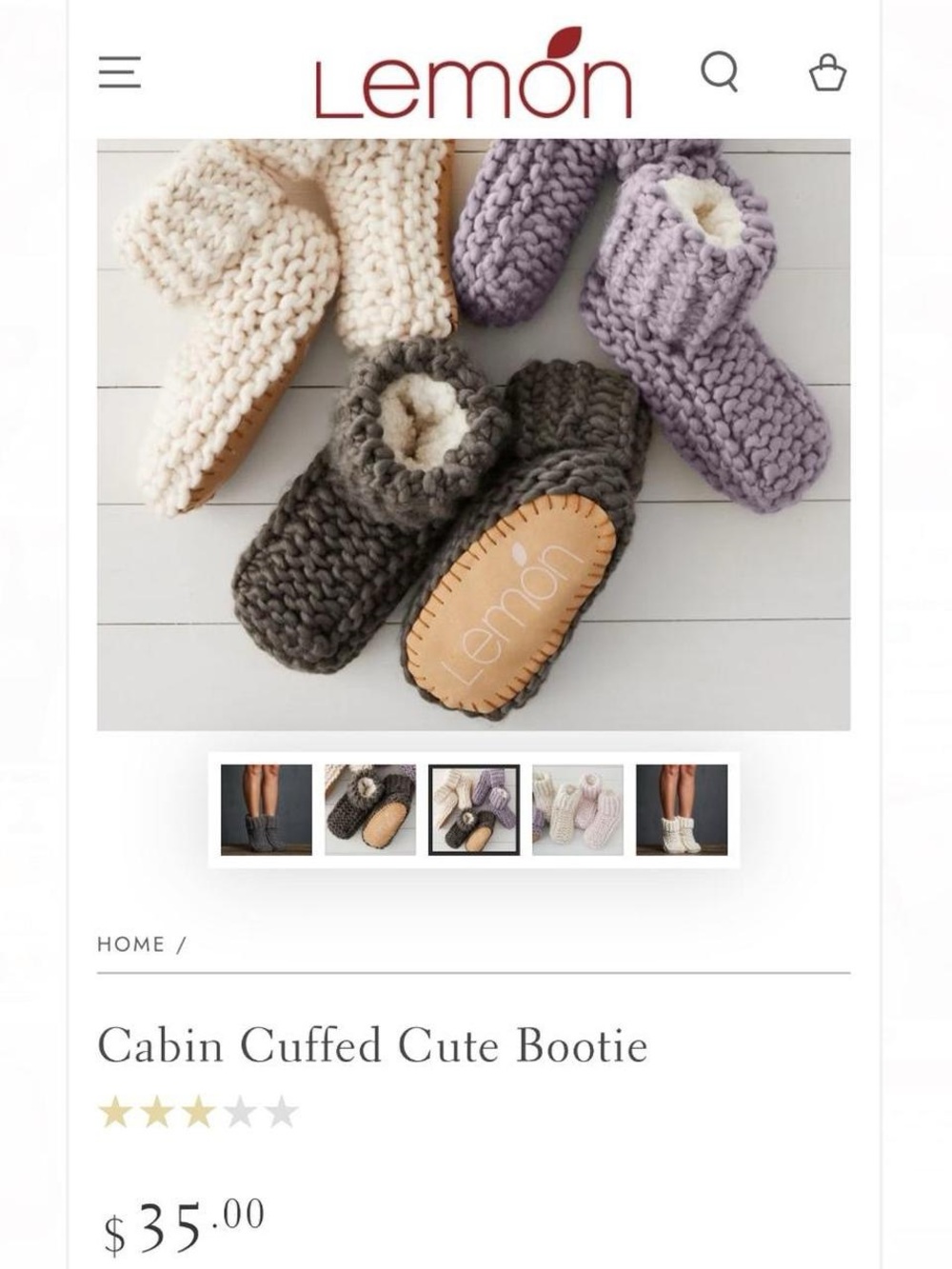 Lemon Knit Cuffed Slippers - Purple